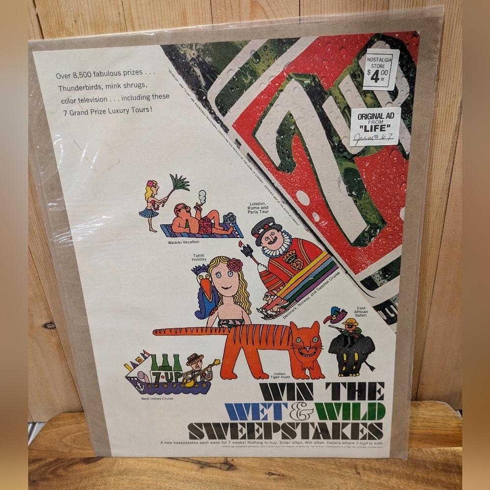 Vintage 7UP Sweepstakes Poster 11x14